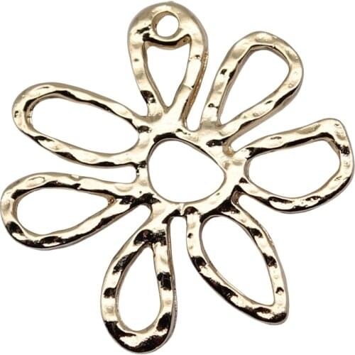 WYSIWYG 3pcs/lot Flower Charms For Jewelry Making 24x25mm High Quality KC Gold Color Accessories For Earring Making