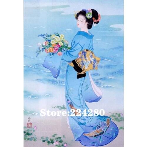 Japanese kimono ladies Needlework,sets Cross stitch Handmade 14CT Canvas DIY,Aide,Cross-stitch kits,For Embroidery Arts Home