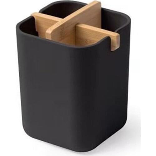 Bamboo Fiber Storage Box Simple Toothbrush Holder Multi-function Storage Pen/Kitchen Spoon/Fork/Makeup Brush Desktop Storage Box