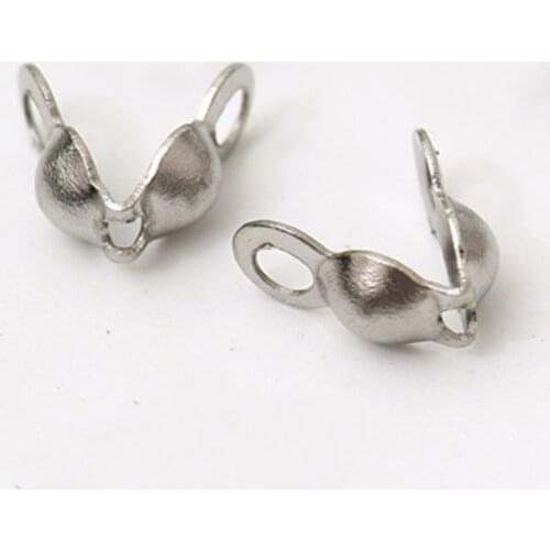 50Pcs/Lot 2.4mm Stainless Steel Crimps End Caps Ball Beads Chain Necklace Bracelet Connectors Clasps For Jewelry Making Supplies