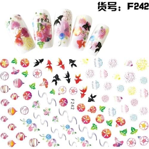 10sheets Fruits Animal flower design ADhesive decals Nail Art decorations Stickers acrylic nail accessories beauty tools F241250