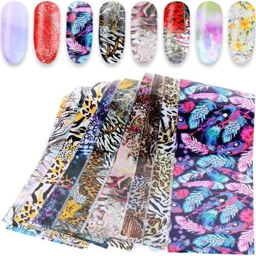 10Pcs Holographic Nail Foils Marble Pink Green Transfer Paper Sliders Adhesive Wraps Nails Sticker DIY Nail Art Manicure Decorat