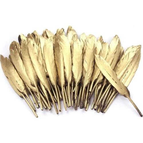 10pcs/bag Gold Plated Feathers 5-7inches for Christmas Wedding Party Decoration DIY Handicrafts Accessories для дома интерьер