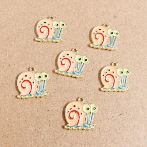 10pcs 20*20mm Cartoon Enamel Snails Charms DIY Pendants Necklaces Drop Earrings Handmade Jewelry Making Crafts Accessories