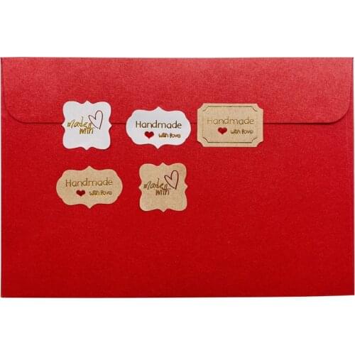 120pcs Handmade with series sticker DIY handmade with heart sealing sticker label transparent gift jewelry cookie label tag