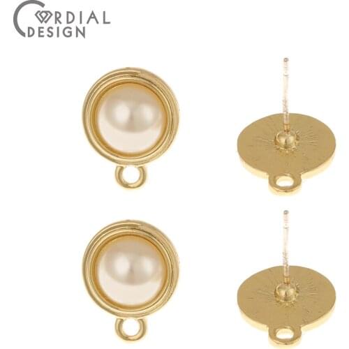 Cordial Design 100Pcs 11*14MM Earring Stud/Jewelry Accessories/Imitation Pearl/Round Shape/Jewelry Findings & Components