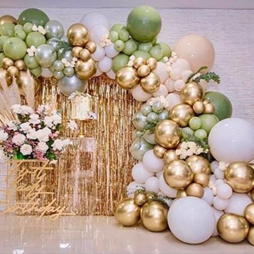 116pcsMetallic Gold Global DIY Balloons Garland Arch Avocado Green Globos Birthday Wedding Anniversary Party Decoration