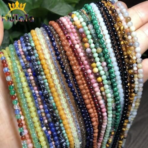 2-3mm Natural Stone Agates Labradorite Quartz Amazonite Crystal Beads Round Loose Spacer Beads For Jewelry Making DIY Bracelets