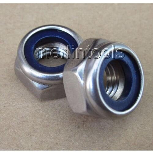 2Pcs M8 x 1.25 Metric Left Hand Thread Stainless Steel Nylon Lock Hex Nut