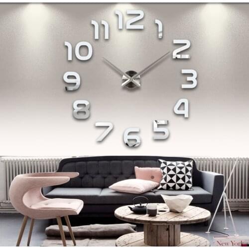 2015 fashion living room wall clock 3d clocks acrylic mirror sticker modern quartz diy mode big watch Home Decor Art
