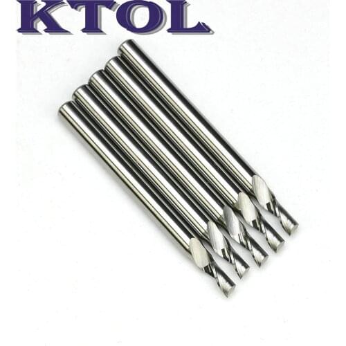 5PC 3.175x2.5x4mm 1 Flute Cutting Tools for Aluminum, Micro Solid Carbide Milling Cutters CNC Router Bits End Mill Machine Tools