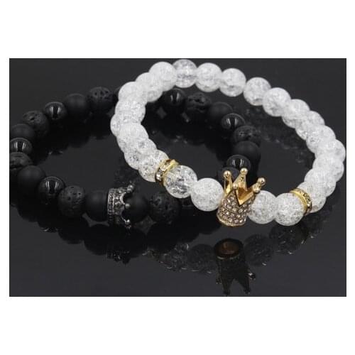 8mm 2PCS/Lot ut43 gold silver Copper cz zircon cubic zirconia elastic agate Onyx stone adjusted volcanic lava Bracelet Bangles