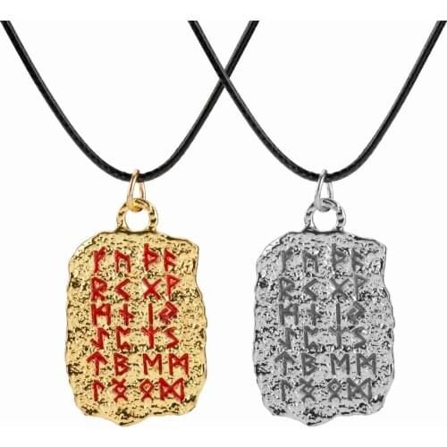 God of the War Amulet Pendant Necklace Viking Theme Delicate Carved Rune Choker Leather Rope Chain Lucky Jewelry Gifts