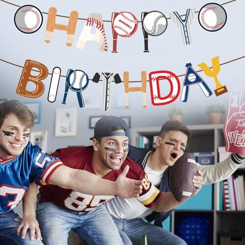 Baby Shower Wall Sports Baseball Hanging Bunting DIY Party Decorations Kids Party Favors Baseball Happy Birthday Banner