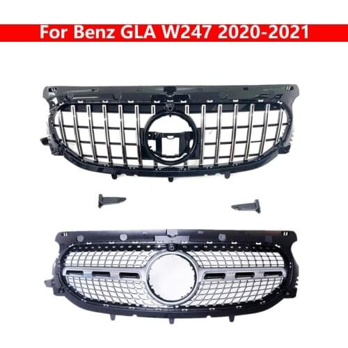GLA220 GLA250 Bumber For Mercedes-Benz GLA W247 to AMG GLA35 GLA45 Car Styling Middle Grille GT Diamond Center Grill 2020-2021