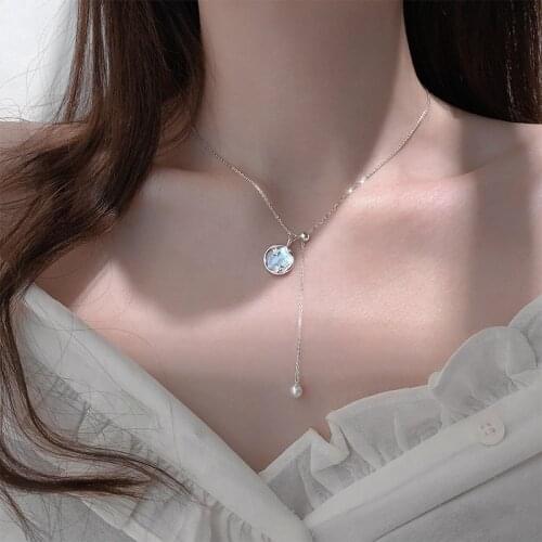 925 Sterling Silver Round Bead Tassel Long Pendent Necklaces For Women Clavicle Chain Accessories 2021 Jewelry dz546