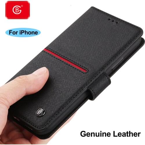 Luxury Brand Genuine Leather Wallet Case New For iPhone 11 Pro Max X XS Max XR Phone Shockproof Protective Back Flip Cover Cases