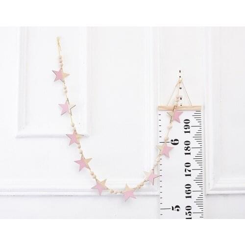 D Wooden Nordic Style Stars Beads Bunting Banner Garland Wall Hanging Ornaments Gifts Party Events Wedding Decoration Supplies