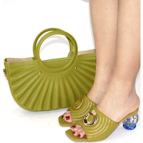 Doershow Italian Shoes And Bag Sets For Evening Party With Stones Italian Leather Handbags Match Bags!!SCK1-2