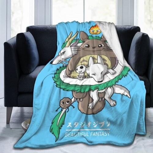 3D Print Blanket Spirited away Figure Flannel Blanket For Beds Throw Soft Carpet Cartoon Printed Bedspread Bedding Sofa Gift