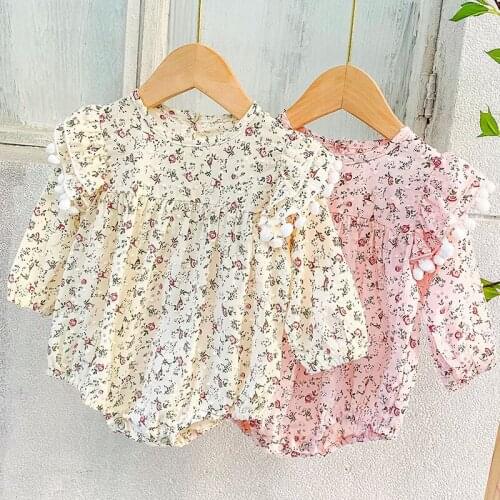 Toddler Baby Girl Floral Printing Romper Infant Baby Girls Cotton Long Sleeve Jumpsuit Spring Autumn Baby Girls Clothes