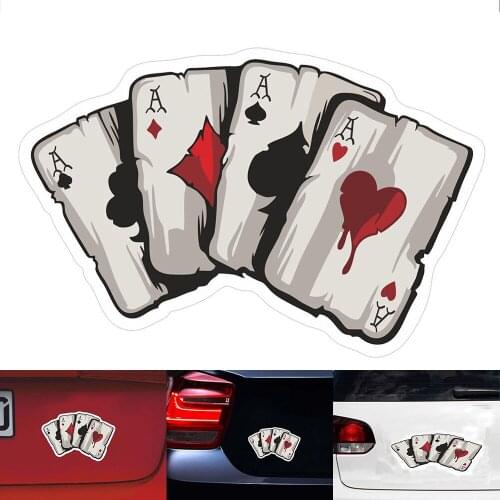 Creative Cartoon Playing Cards A Decal PVC Motorcycle Car Poker Graphics Car Reflective Safety Road stickers 15.2*9.8CM