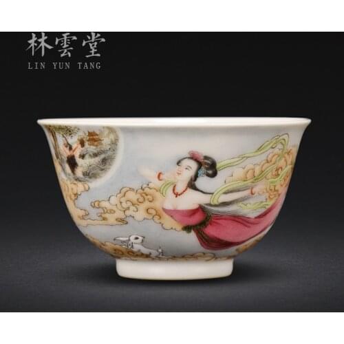Lin Yuntang pastel chang e master cup kung fu tea cups jingdezhen sample tea cup of tea