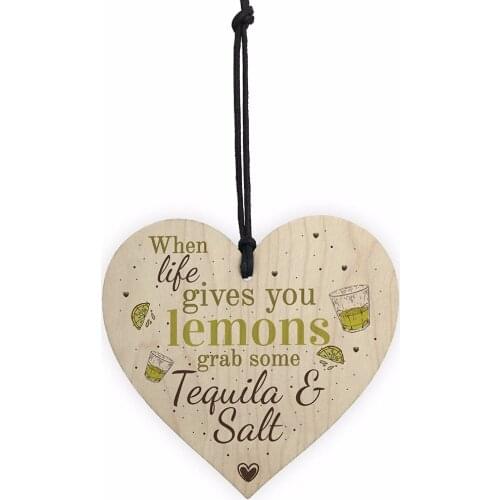 Meijiafei Tequila & Salt Funny Pub Bar Friendship Alcohol Sign Wooden Plaque Garden Kitchen Wall Sign