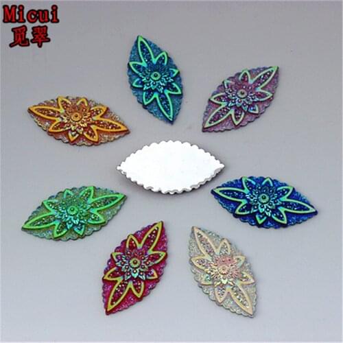 Micui 10PCS AB Color Rhinestone Buttons Shiny Horse eye Flower Resin Rhinestones Crystals Flat back Stones Strass DIY MC530