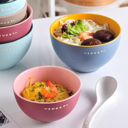 Eating bowl household single ceramic rice bowl small bowl Korean lovely girl heart noodle bowl Nordic style high face value