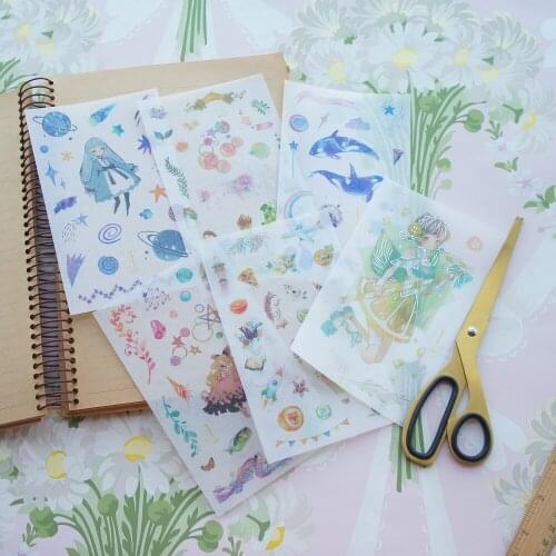 6 sheet Goddess of the Moon theme January girl style paper ticker tag design Gift Tag gift Decoration scrapbooking DIY Sticker