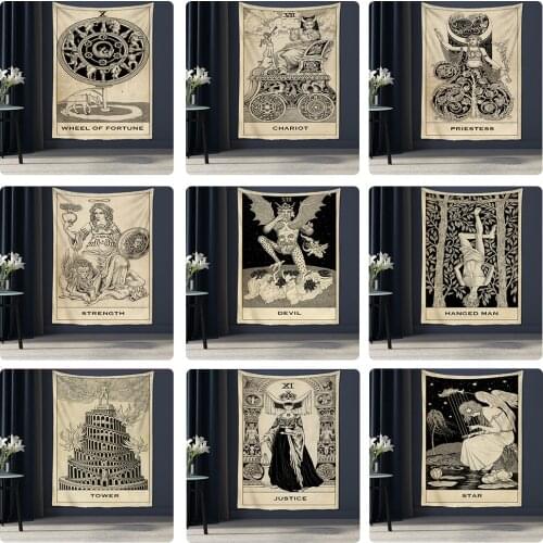 Mandala Tarot Tapestry Wall Hanging Psychedelic Human Witchcraft Bohemian Hippie Retro Poker Home Decor