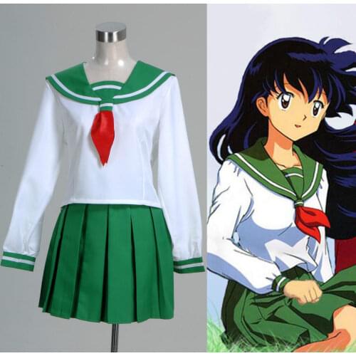 OLOMLB Women Girls Sweet Inuyasha Kagome Higurashi Student Campus Cosplay Costume Slim Fit 2020 New Arrival
