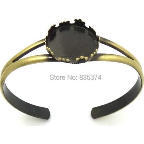 Wholesale 20pcs/lot BRUSHED FINISHING Cuff Bangles&Bracelets Blank Base with Inner 25mm Crown- edged Cameo Setting Tray for DIY