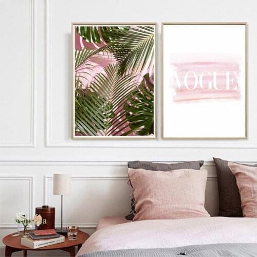 Palm Leaf Printing Blush Pink Watercolor Vogue Poster Wall Art Canvas Painting Unframed Decorative Picture On The Wall