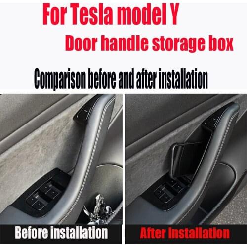 Suitable for 2021 Tesla Model 3 model y door handle storage box storage box modification accessories decoration