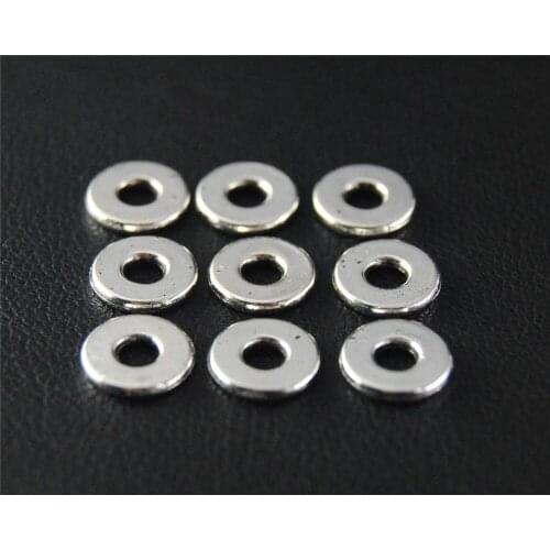 15pcs Silver Color Flat Spacer Beads Round Charm Fit Bracelets Necklance DIY Metal Jewelry Making 1.5X8mm A2097