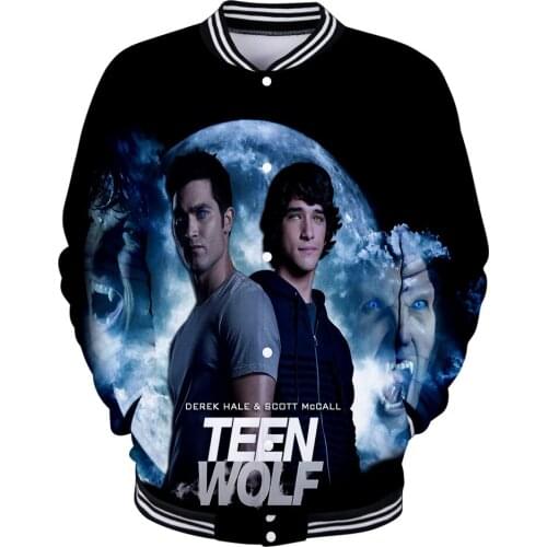 Teen Wolf Baseball Jacket 3D Printed Funny Sweatshirt Sportswear Teen Wolf Jacket Mens Coat Spring Autumn Everyday Leisure Tops