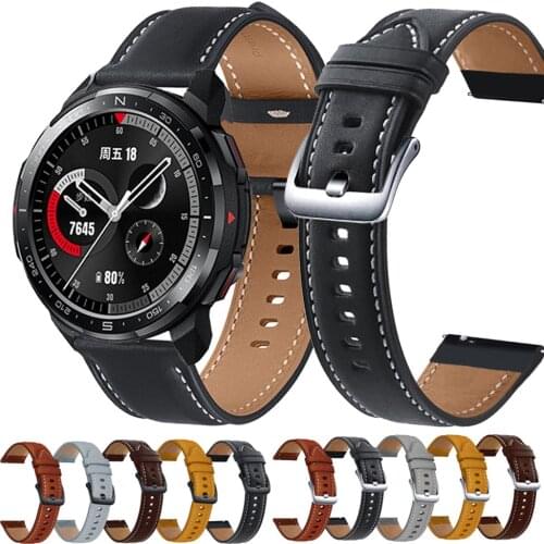 For Honor Watch GS Pro / Magic Watch 2 46mm Strap Genuine Leather Band 22mm Watch Strap Bracelet Watchbands Wristband