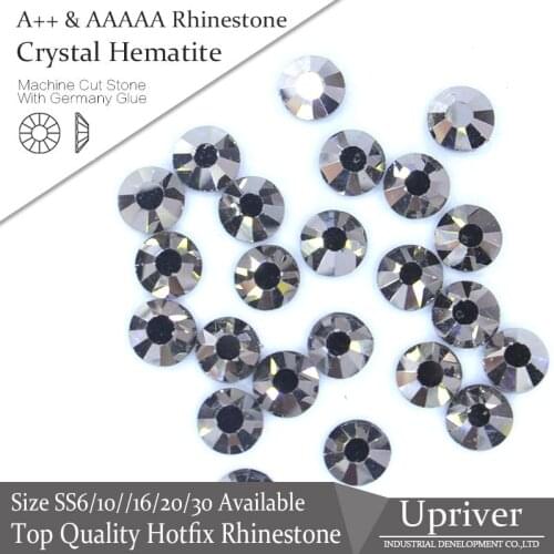 Upriver A++ Attractive Loose Glass SS6-SS30 Crystal Hematite HotFix Rhinestone 1440pcs/288pcs For Shoes Accessories