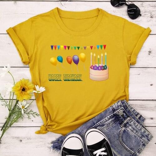 Happy birthday 2021 New T Shirt Fashion Women Harajuku Ulzzang T Shirt Femal T Shirts Summer Tops TX9109