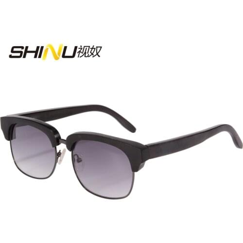 SHINU Wooden Men sunglasses square shape eyeglasses Ebony Red Sandal wood glasses resin lens cr39 uv400 protective glasses men