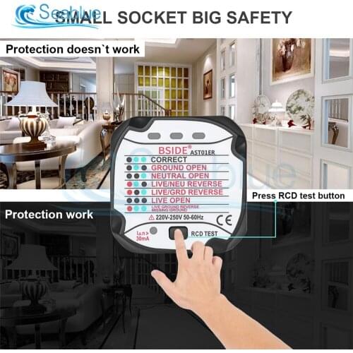 EU US Plug AST01 Socket Tester GFCI Test Outlet Detector Line Plug Polarity Phase Check Circuit Safety Checkup Detector