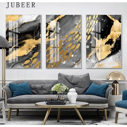 Nordic Abstract Canvas Painting Golden Fish Wall Pictures for Living Room Wall Art Decoration Picture Nordic Decoration Home