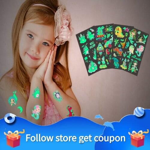 Temporary Tattoo Stickers Waterproof Luminous Fake Tattoos Glow Paste on Face Arm Leg for Children Body Art Gifts For Boys Girl