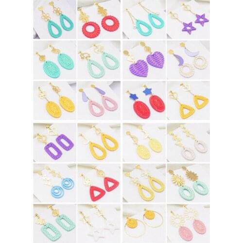 10Pairs/Pack Stainless Steel Summer Bohemia Drop Earrings Wholesale Woven Design Gold Earings Sweet Girl Fashion Jewelry