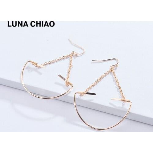LUNA CHIAO Fashion Gold Silver Plating Unique Design Semi Circle Cooper Wire Dangle Drop Earrings