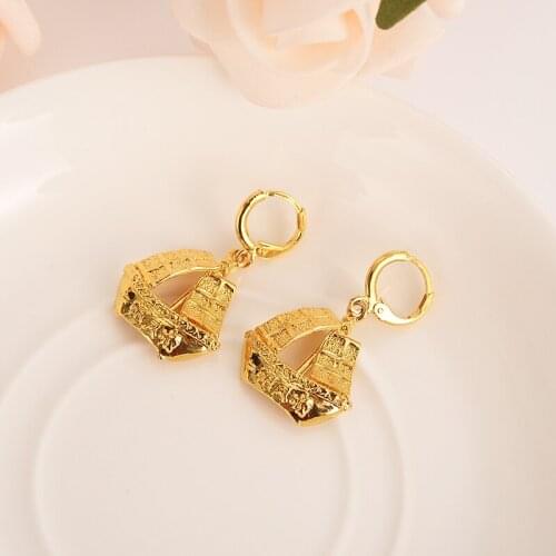Gold windmill boat Earrings Women/Girl Trendy Jewelry forwomen girls best gift wedding bridal party drop earrings souvenir