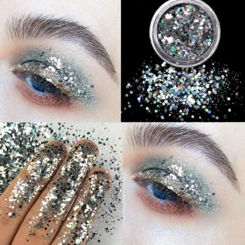 1Pcs Fashion Silvery 12 Color Glitter Eyeshadow Powder Pigment Mineral Spangle Makeup Cosmetic Set Long-lasting