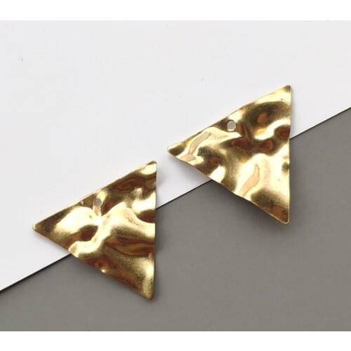 10pcs/Lot Earring Charms Stamping Curved Triangle Disc Geometric Pendant Brass Jewelry Diy Necklace Bracelet Making Findings